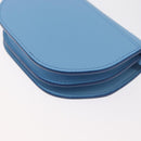 BURBERRY Shoulder Pouch Shoulder Bag Leather Light Blue Gold Auth 178979V-17