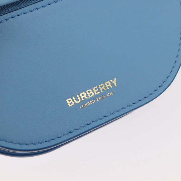 BURBERRY Shoulder Pouch Shoulder Bag Leather Light Blue Gold Auth 178979V