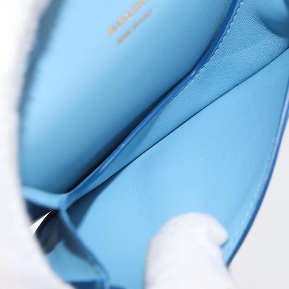 BURBERRY Shoulder Pouch Shoulder Bag Leather Light Blue Gold Auth 178979V