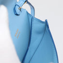 BURBERRY Shoulder Pouch Shoulder Bag Leather Light Blue Gold Auth 178979V-21