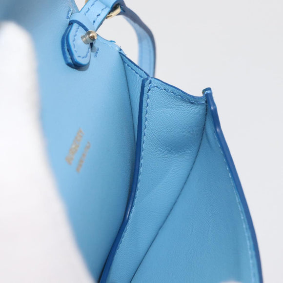 BURBERRY Shoulder Pouch Shoulder Bag Leather Light Blue Gold Auth 178979V