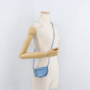 BURBERRY Shoulder Pouch Shoulder Bag Leather Light Blue Gold Auth 178979V-25