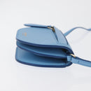 BURBERRY Shoulder Pouch Shoulder Bag Leather Light Blue Gold Auth 178979V-3