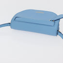 BURBERRY Shoulder Pouch Shoulder Bag Leather Light Blue Gold Auth 178979V-6