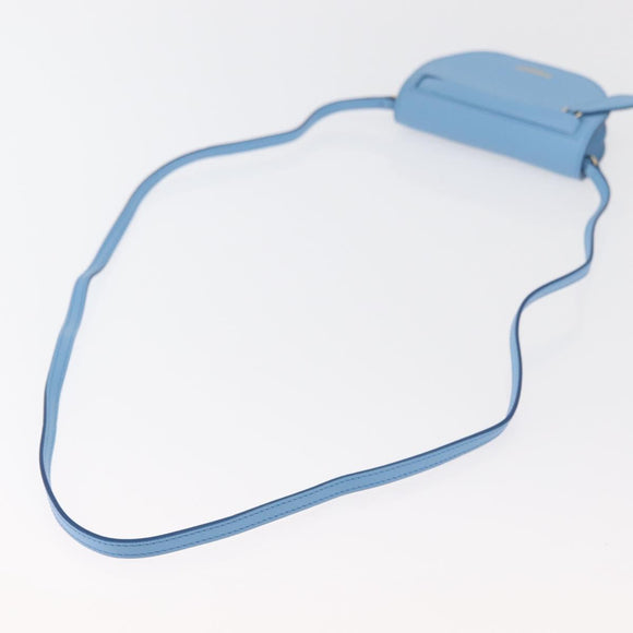 BURBERRY Shoulder Pouch Shoulder Bag Leather Light Blue Gold Auth 178979V