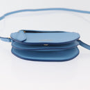 BURBERRY Shoulder Pouch Shoulder Bag Leather Light Blue Gold Auth 178979V-5