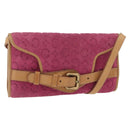 CELINE C Macadam Canvas Shoulder Bag Suede Pink Gold Auth 178989A-1