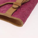 CELINE C Macadam Canvas Shoulder Bag Suede Pink Gold Auth 178989A-8