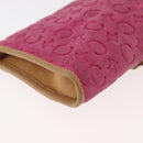 CELINE C Macadam Canvas Shoulder Bag Suede Pink Gold Auth 178989A-16