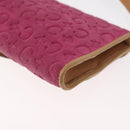CELINE C Macadam Canvas Shoulder Bag Suede Pink Gold Auth 178989A-17