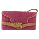 CELINE C Macadam Canvas Shoulder Bag Suede Pink Gold Auth 178989A-13