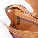 CELINE C Macadam Canvas Shoulder Bag Suede Pink Gold Auth 178989A-21