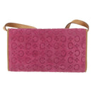 CELINE C Macadam Canvas Shoulder Bag Suede Pink Gold Auth 178989A-2