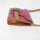 CELINE C Macadam Canvas Shoulder Bag Suede Pink Gold Auth 178989A-3