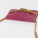 CELINE C Macadam Canvas Shoulder Bag Suede Pink Gold Auth 178989A-6