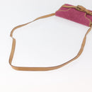 CELINE C Macadam Canvas Shoulder Bag Suede Pink Gold Auth 178989A-7
