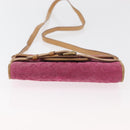 CELINE C Macadam Canvas Shoulder Bag Suede Pink Gold Auth 178989A-5