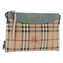 BURBERRY Nova Check Chain Shoulder Bag PVC Beige Gold Auth 178990A-1