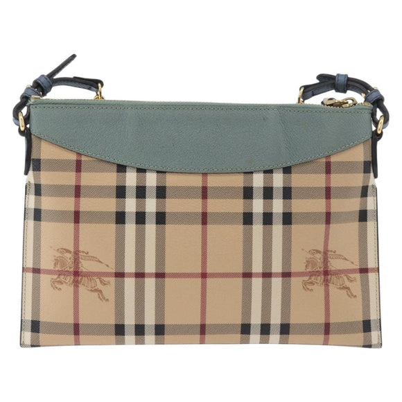 BURBERRY Nova Check Chain Shoulder Bag PVC Beige Gold Auth 178990A