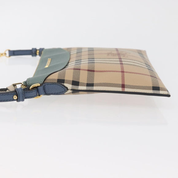 BURBERRY Nova Check Chain Shoulder Bag PVC Beige Gold Auth 178990A