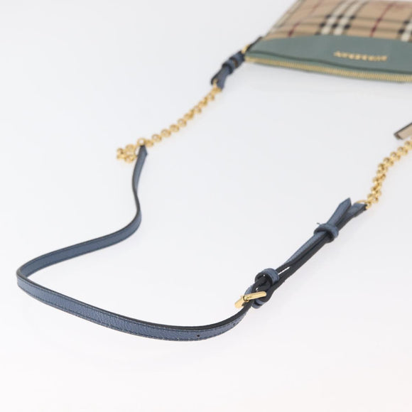 BURBERRY Nova Check Chain Shoulder Bag PVC Beige Gold Auth 178990A