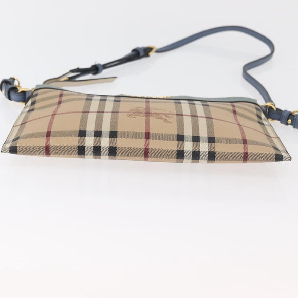 BURBERRY Nova Check Chain Shoulder Bag PVC Beige Gold Auth 178990A