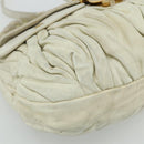 Miu Miu Matelasse Shoulder Bag Leather White Gold Auth 178993-15