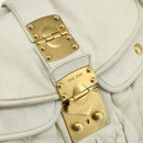 Miu Miu Matelasse Shoulder Bag Leather White Gold Auth 178993-18