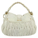 Miu Miu Matelasse Shoulder Bag Leather White Gold Auth 178993-2