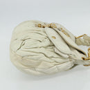 Miu Miu Matelasse Shoulder Bag Leather White Gold Auth 178993-4