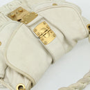 Miu Miu Matelasse Shoulder Bag Leather White Gold Auth 178993-6