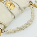 Miu Miu Matelasse Shoulder Bag Leather White Gold Auth 178993-7
