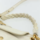 Miu Miu Matelasse Shoulder Bag Leather White Gold Auth 178993-8