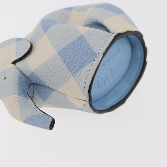 LOEWE Elephant Bag Charm Leather Light Blue Auth 178998SAM