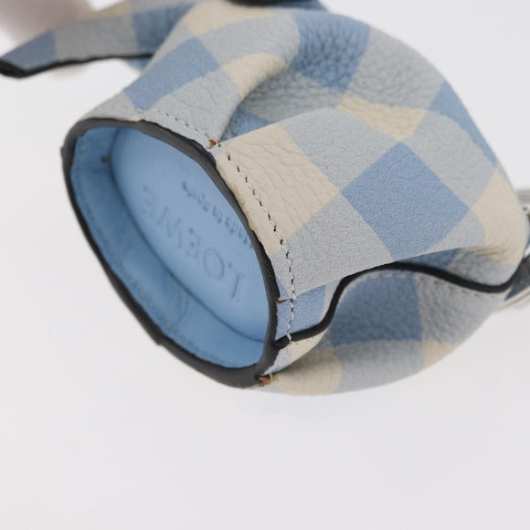 LOEWE Elephant Bag Charm Leather Light Blue Auth 178998SAM