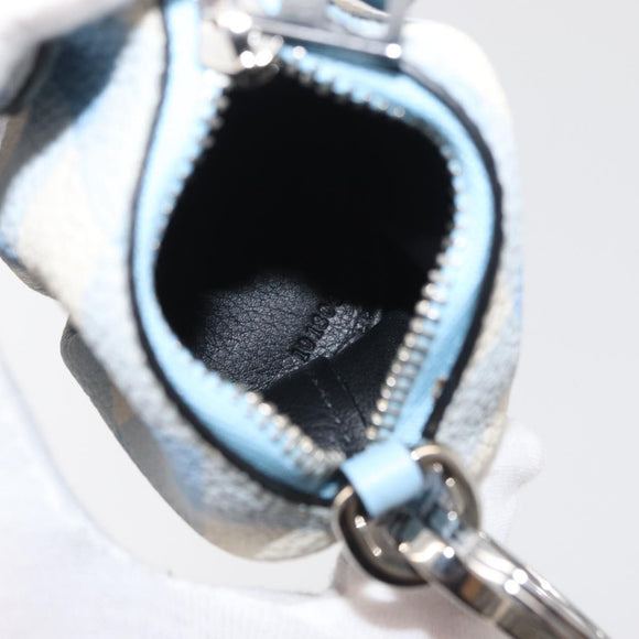 LOEWE Elephant Bag Charm Leather Light Blue Auth 178998SAM