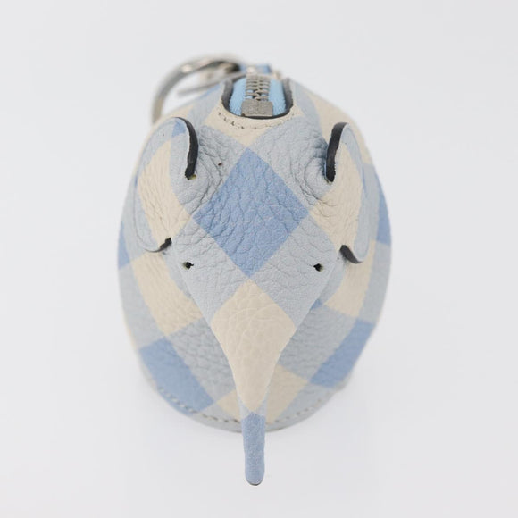 LOEWE Elephant Bag Charm Leather Light Blue Auth 178998SAM
