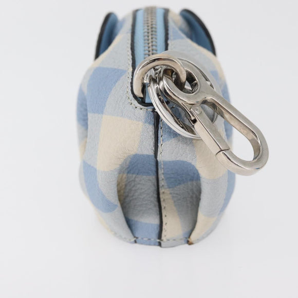 LOEWE Elephant Bag Charm Leather Light Blue Auth 178998SAM