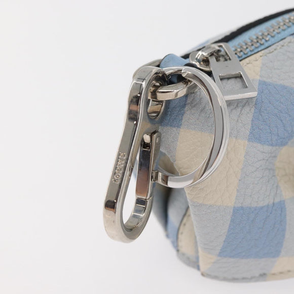LOEWE Elephant Bag Charm Leather Light Blue Auth 178998SAM
