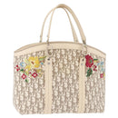 Christian Dior Trotter Canvas Tote Bag Beige Silver Auth 179002A-1