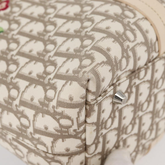 Christian Dior Trotter Canvas Tote Bag Beige Silver Auth 179002A
