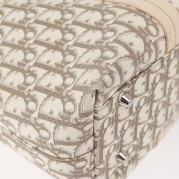 Christian Dior Trotter Canvas Tote Bag Beige Silver Auth 179002A