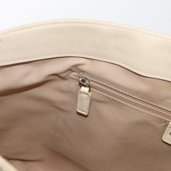 Christian Dior Trotter Canvas Tote Bag Beige Silver Auth 179002A
