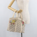 Christian Dior Trotter Canvas Tote Bag Beige Silver Auth 179002A-23