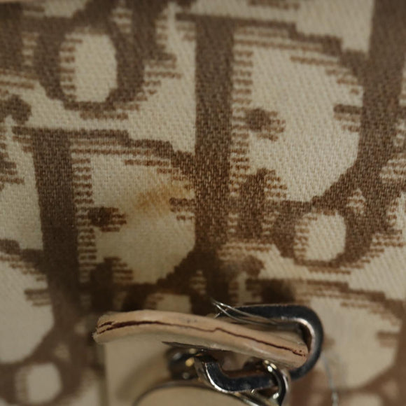 Christian Dior Trotter Canvas Tote Bag Beige Silver Auth 179002A