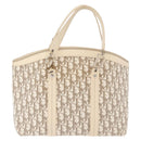 Christian Dior Trotter Canvas Tote Bag Beige Silver Auth 179002A-2