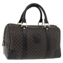 CELINE Macadam Canvas Boston Bag PVC Leather Black Gold Auth 179006A-1