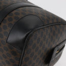 CELINE Macadam Canvas Boston Bag PVC Leather Black Gold Auth 179006A-15