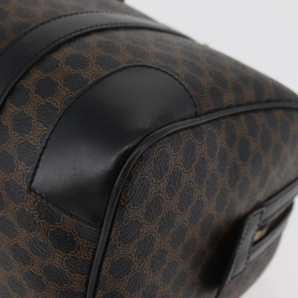 CELINE Macadam Canvas Boston Bag PVC Leather Black Gold Auth 179006A