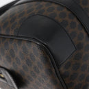 CELINE Macadam Canvas Boston Bag PVC Leather Black Gold Auth 179006A-16